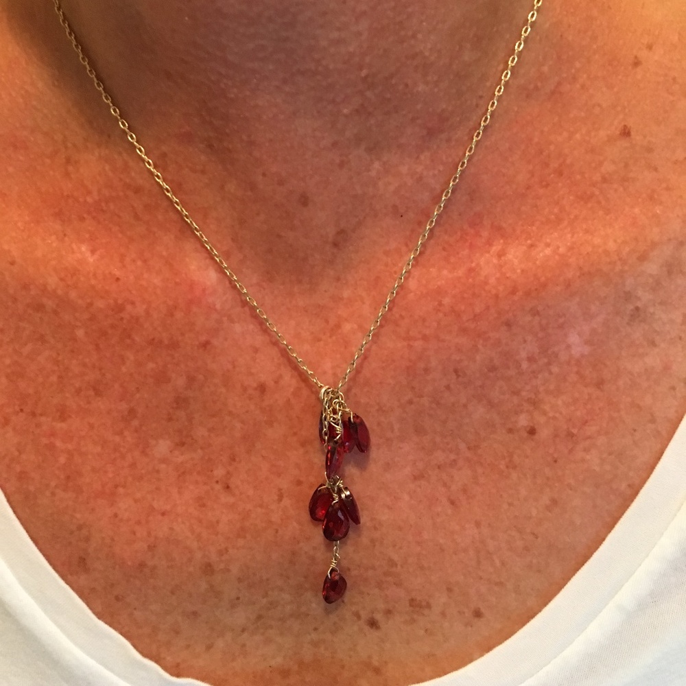 Ruby red necklace with matching earrings